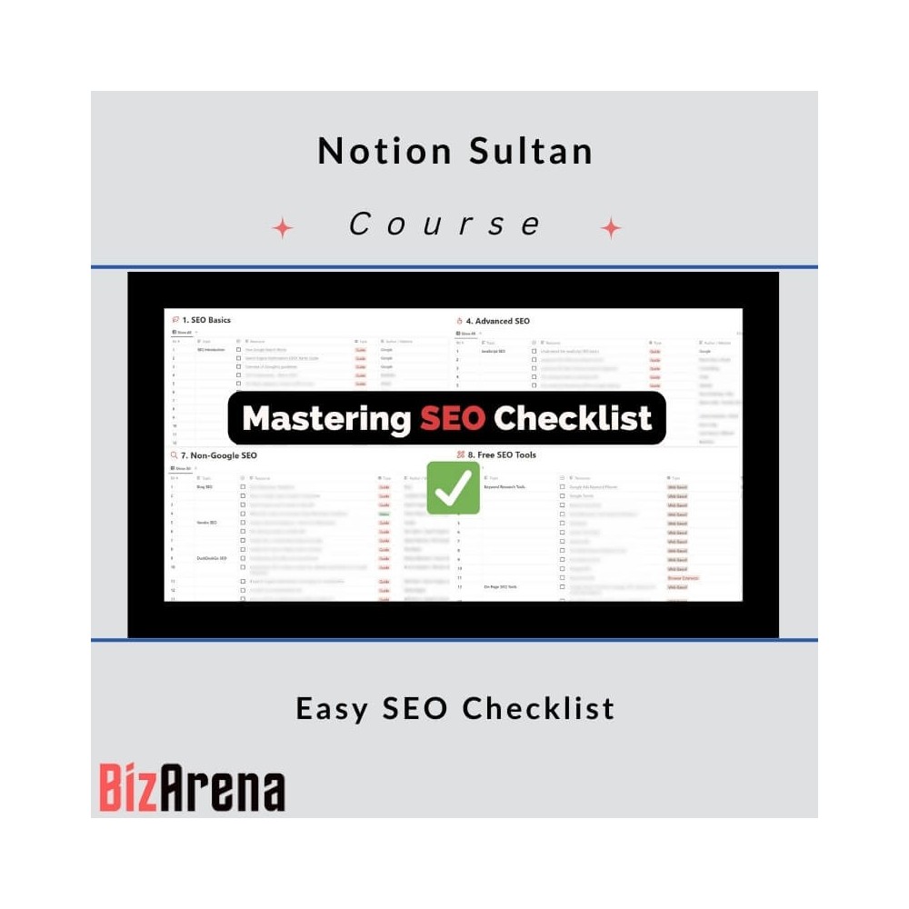 Notion Sultan - Easy SEO Checklist - Notion Template